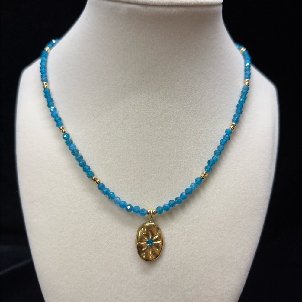 Neon Blue Apatite Necklace